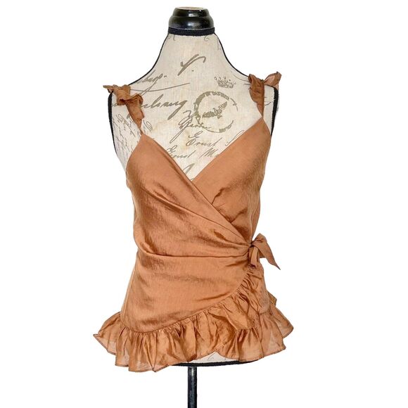 Express Womens Blouse Sz Small Wrap Ruffle Boho Cottagecore Fairycore Cottage - Picture 2 of 15